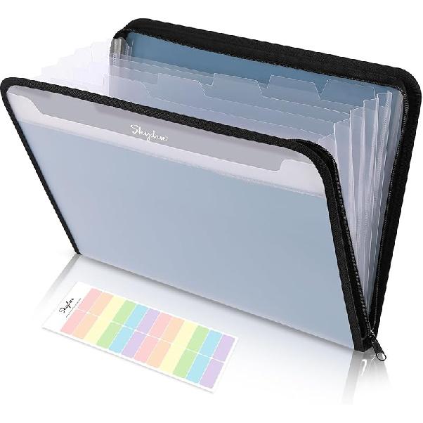Document Organizer, Accordion Folder with Front Pocket, 7 Pocket Expanding File Folder, Letter Size, Important Document Folder with Double Zipper,