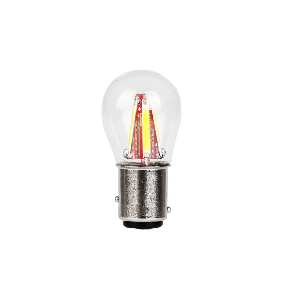 2 PIÈCES 4 Puces Filament LED P21W Ba15s Feu de Voiture 1156 S25 Ampoule Lampe de Recul Clignotant pour Véhicule Auto DRL Blanc/Rouge/Jaune