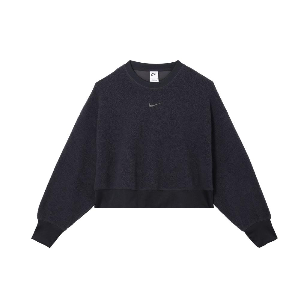 Nike Logo Printed Pattern Crew Neck Pullover Long Sleeve Sweatshirt Women Sweatshirt Black DQ6845-010