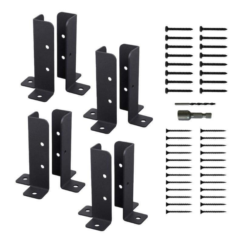 Strong Metal Fence Post Reinforcement Brackets Adjustable Designs Fence Post Brace for Wooden Gate & Deck Stability