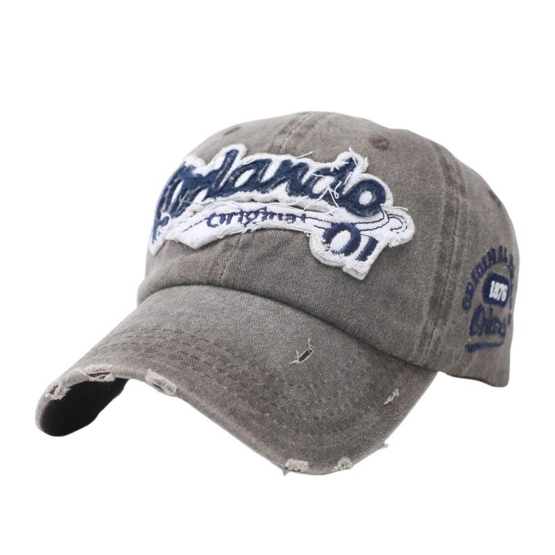 Big Head Circumference American English Baseball Cap Embroidery Washed Ripped Cap Female Korean Retro Face Small Visor