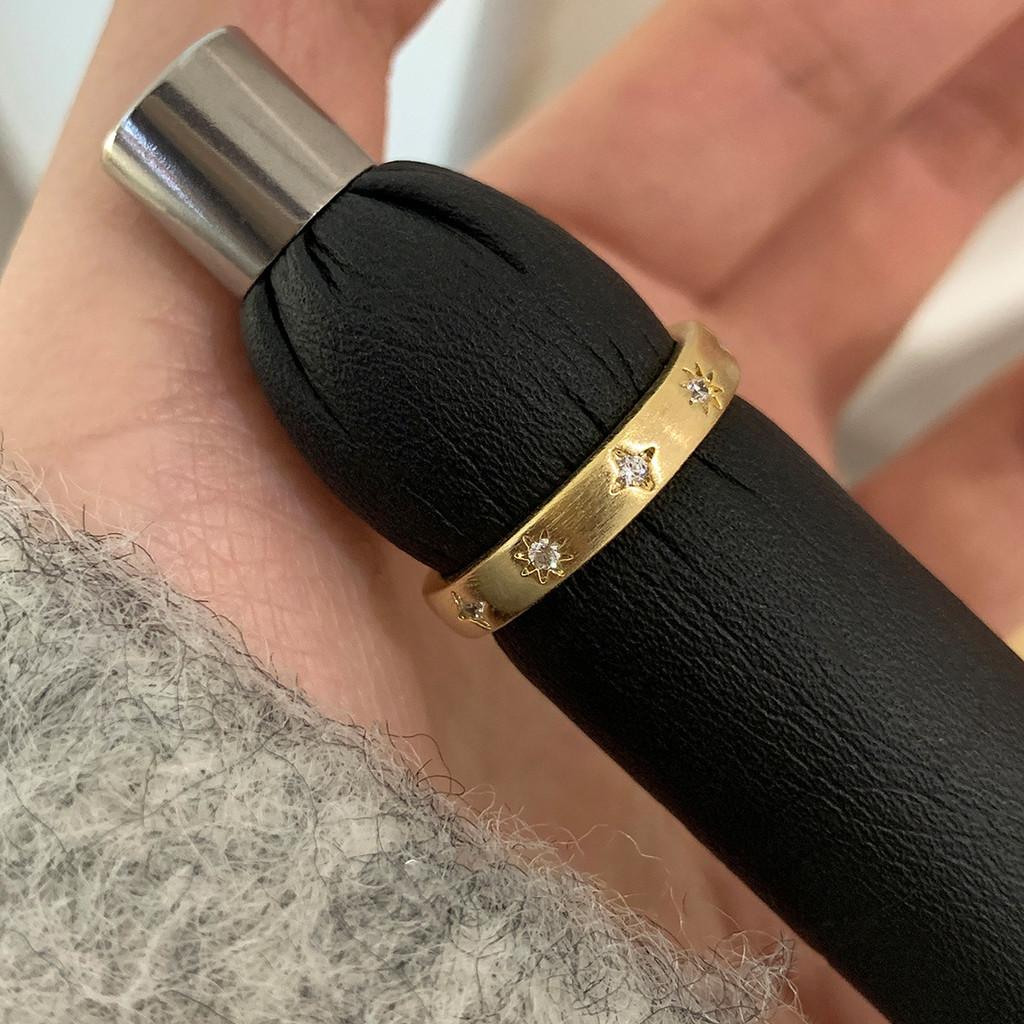 Copper Geometric Zircon Open Ring Womens Stylish Accessory For Office Wear