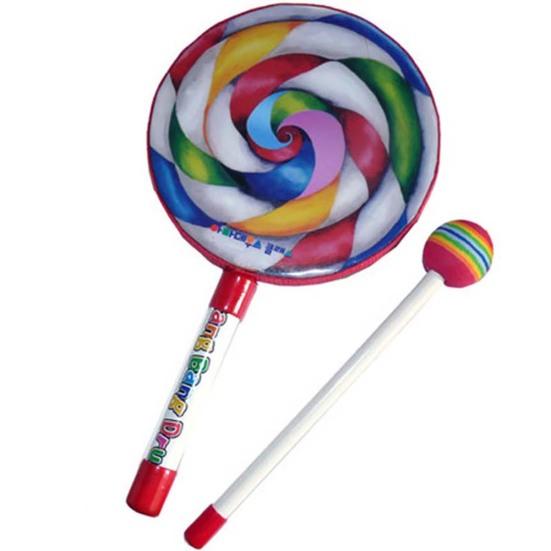 6inch Lollipop Drums Kids Music Teaching Aid?Wooden Percussion Instrument Toy