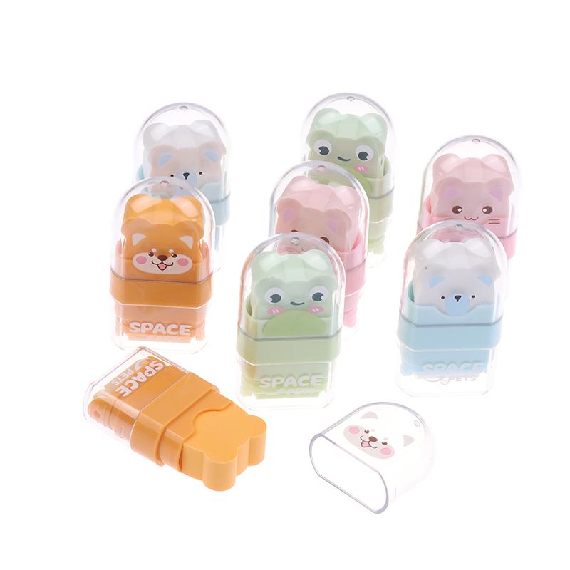 2 Piezas/Set Borrador de Rodillo Borrador con Forma de Animal Limpia Pocas Virutas Lindo Borrador de Dibujos Animados