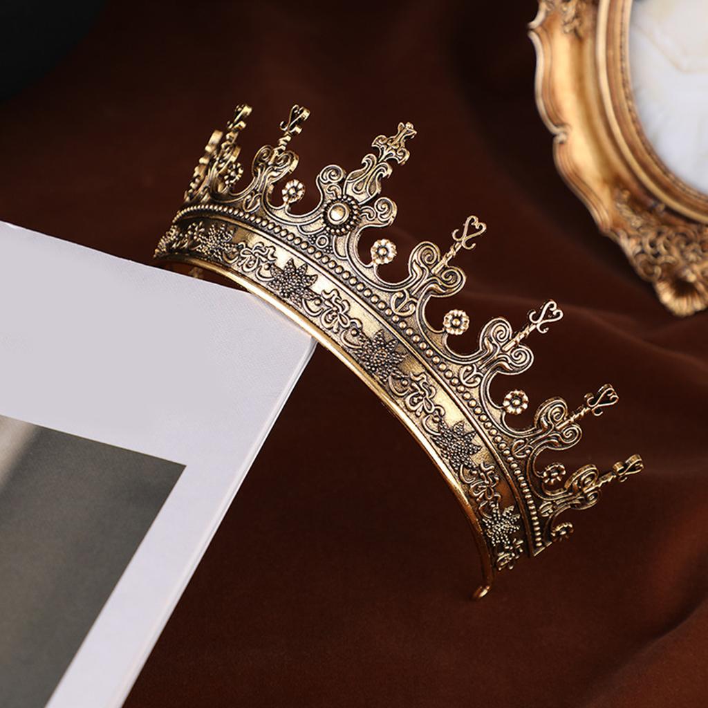 Women Metal Crown Hairband with Baroque Design Crownpiece for Banquet and Bridal Shower Wedding Ceremony Celebration