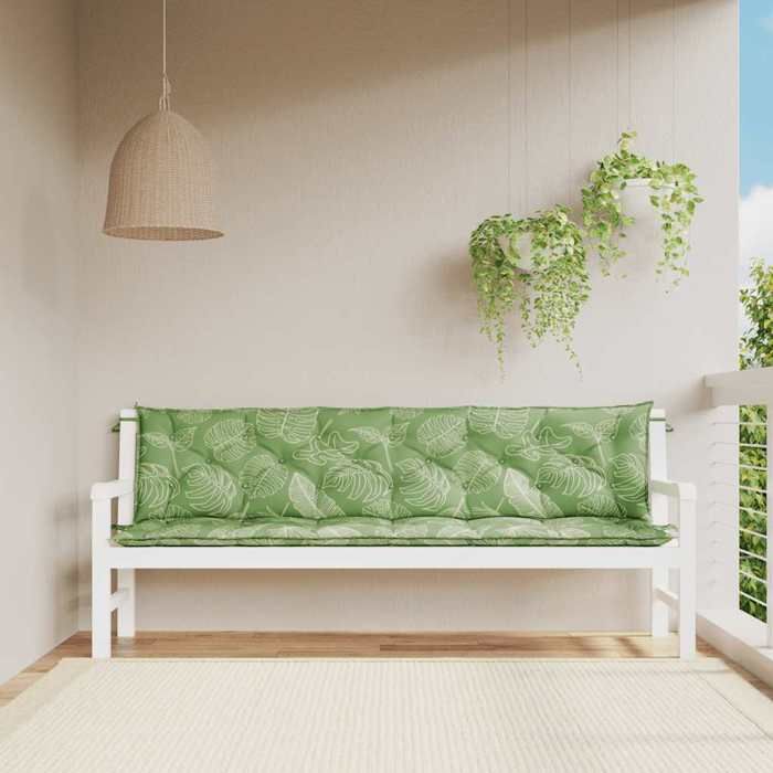 VidaXL Coussins de banc de jardin lot de 2 motif de feuilles tissu 361751