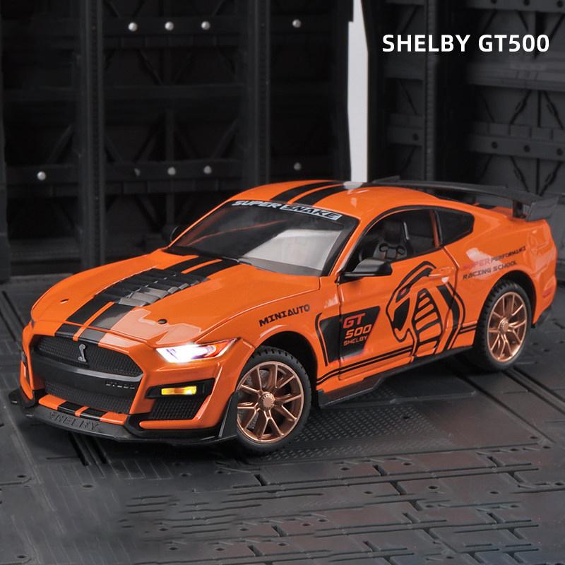 1/24 Ford Mustang Shelby GT500 Alloy Muscle Car Model Sound and Light Pull Back Children's Toy Collectibles Birthday Gift