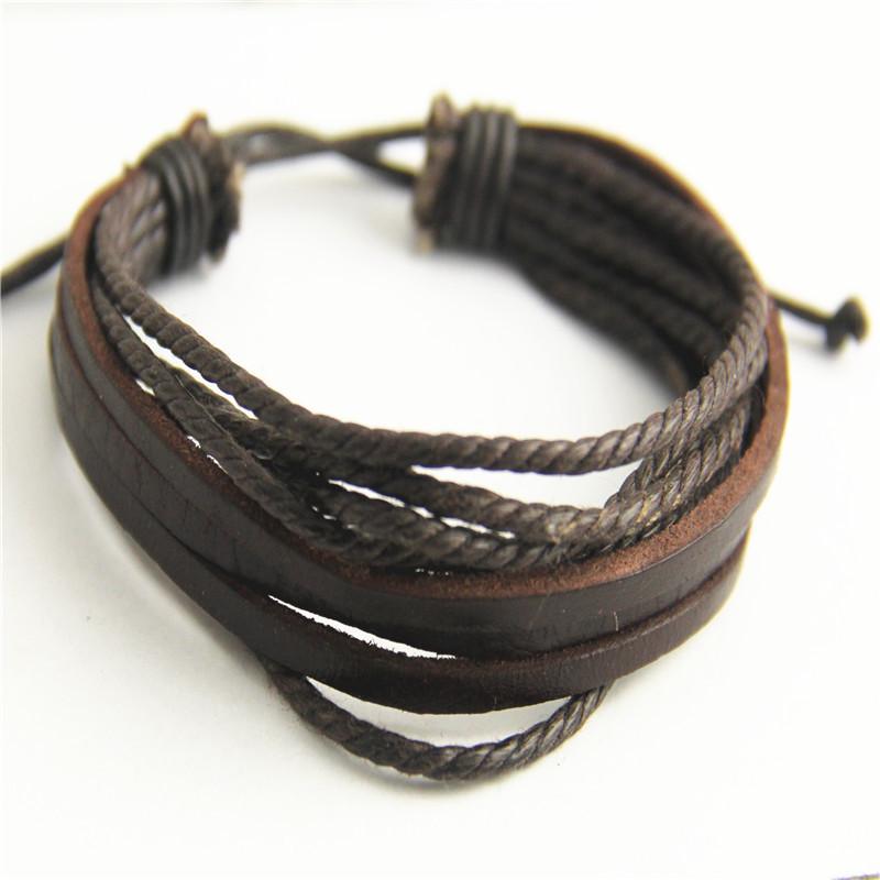 Verkaufe 100% Handgeknüpftes Schmuck-Wickelband Mehrschichtiges Leder Geflochtenes Seil Armband Herren Armbänder & Armreifen Für Damen