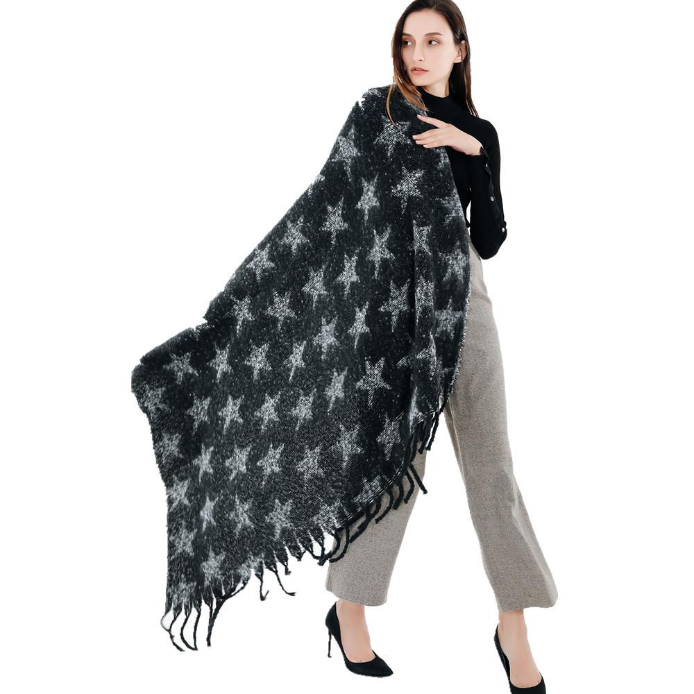 Thick Warm Tassel Square Scarf Shawl European Style Autumn Winter Fashion