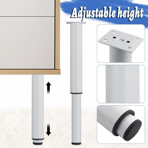 XINMEIWEN 8-Pack Adjustable Metal Furniture Legs, 10-16.5 Inch, Heavy-Duty Cabinet Feet Legs, Bed Center Frame Slat Support Legs, with 16 Screws for T