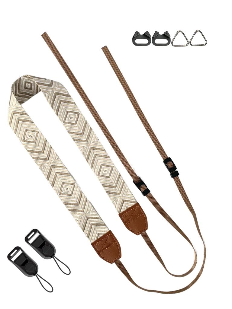 Oumino Camera Compatible with and Mirrorless Embroidered Retro Adjustable Length with Stylish and Cute Strap, Neck/Shoulder Strap, Compact, SLR,