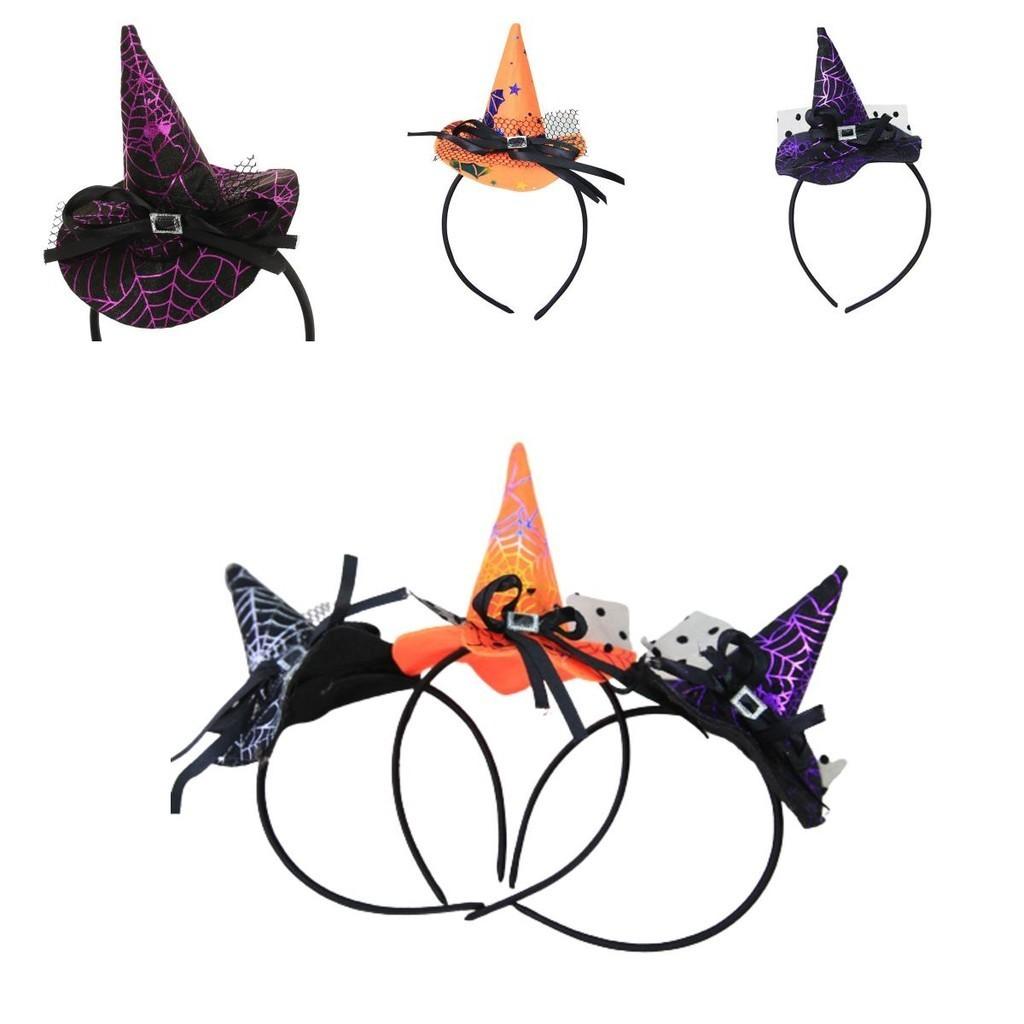 Halloween Witch Hat Headband Pumpkin Hair Hoop Spider Web Costume Party Props