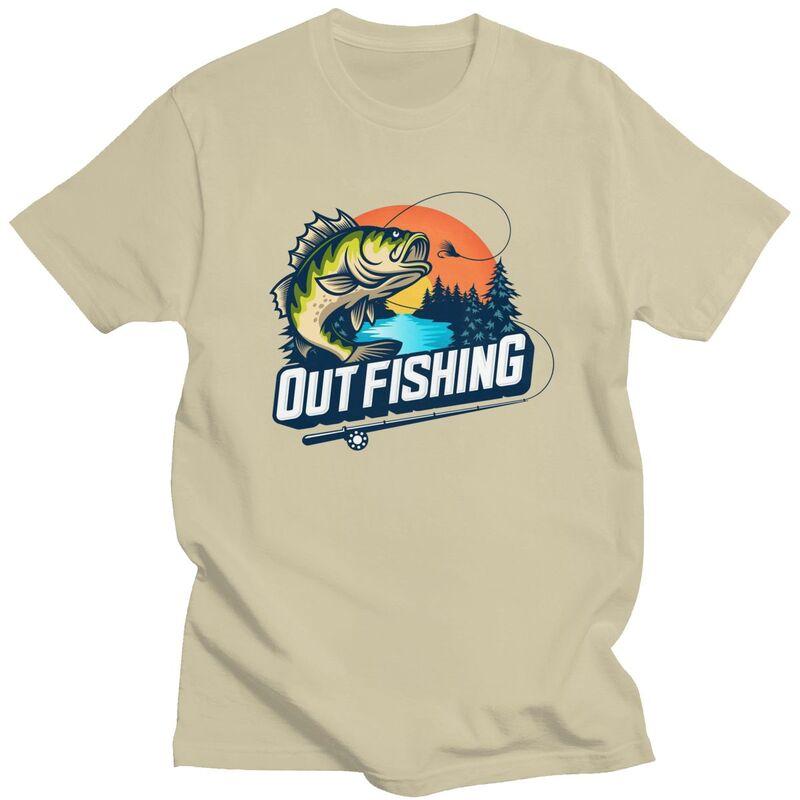 Custom Out Fishing T Shirt for Men Tshirt Casual Tee Short Sleeve Fish Fisherman Tshirt Loose Fit Clothing Gift