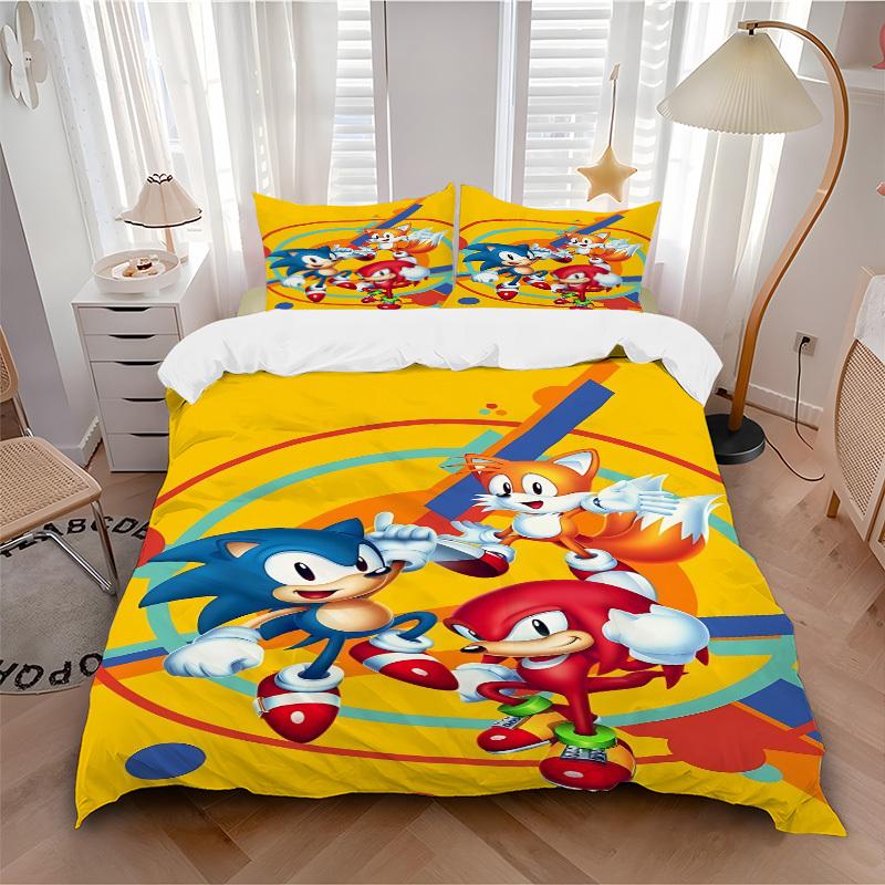 3pcs Sonic, Tails Cover Set, 1 Cover + 2 Pillowcases (No Insert), Bedding for All Seasons, Bedding,Bedroom Decor yy250922031