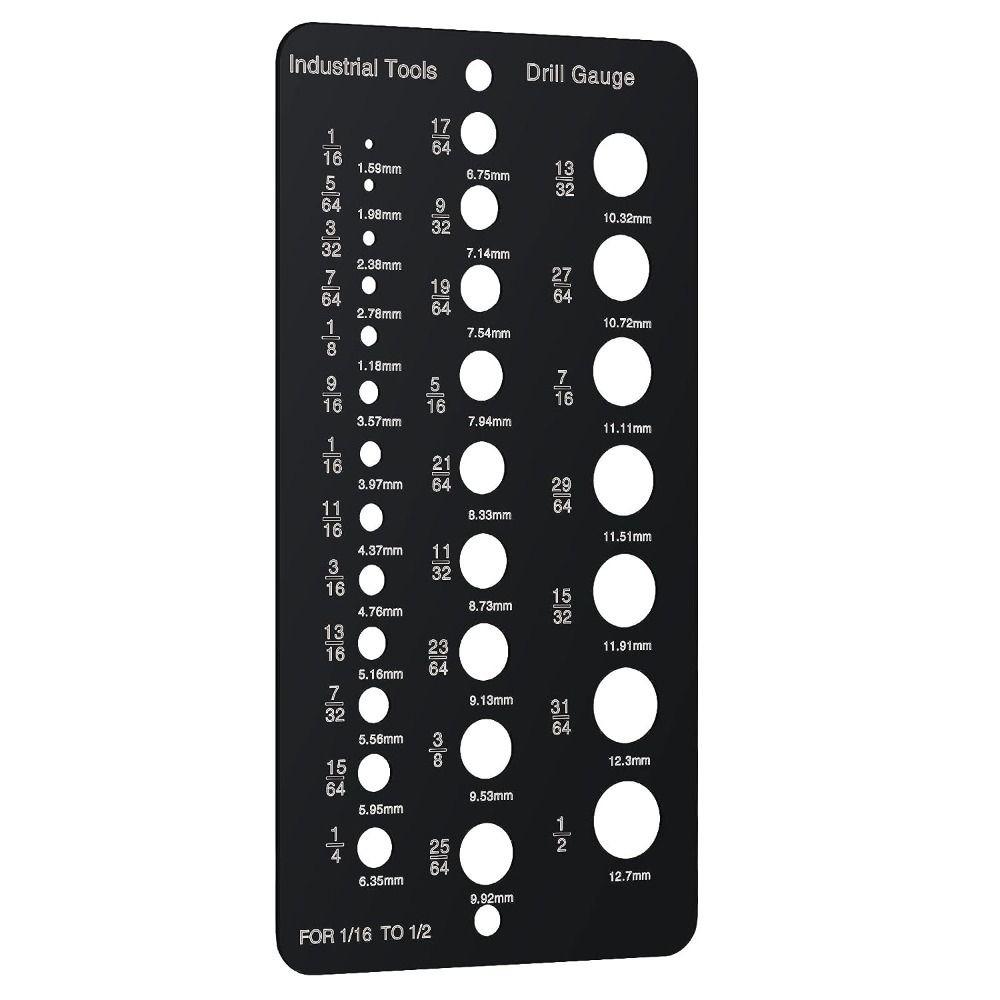 29-Holes Caliper Gauge 1/16 Inch To 1/2 Inch Screw Gauge Card  Measurement Equivalents