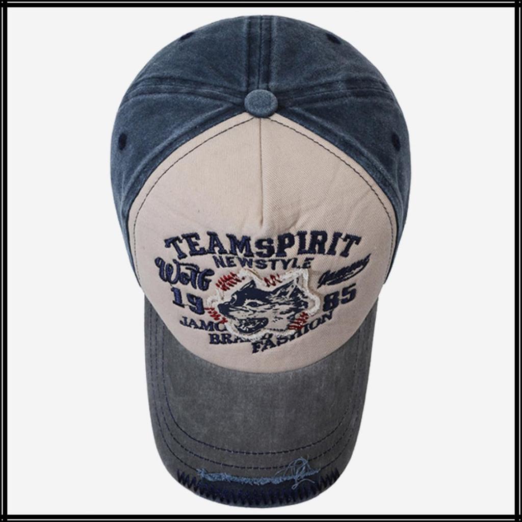 Sombrero Gorra Vintage Bordado Desgastado Protección Solar Casual Hombre Mujer CZA479 [Colmillo Blanco] (Negro)