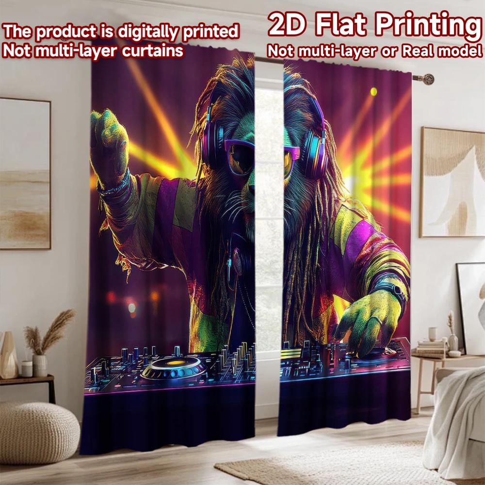 1 Stück 2D flacher Fotografie-Hintergrund Party-Hintergrund DJ Löwe Py 100% Polyester Festliche Wanddekoration Für Feiertagsporträts und Party