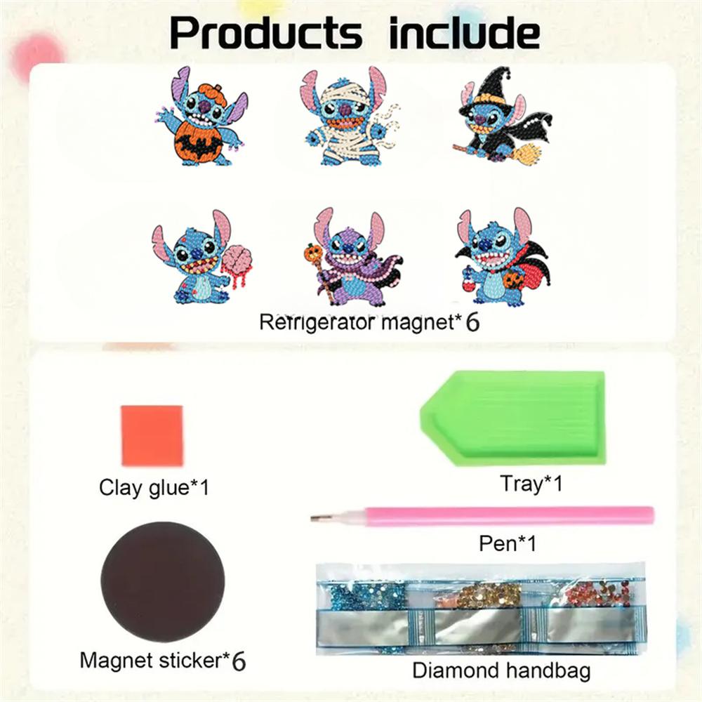 6pcs/Set Halloween Series Diamond Painting Magnets for Refrigerator Diamond Art Fridge Magnets for Adults Diamond Art Refrigerator Magnets Kits