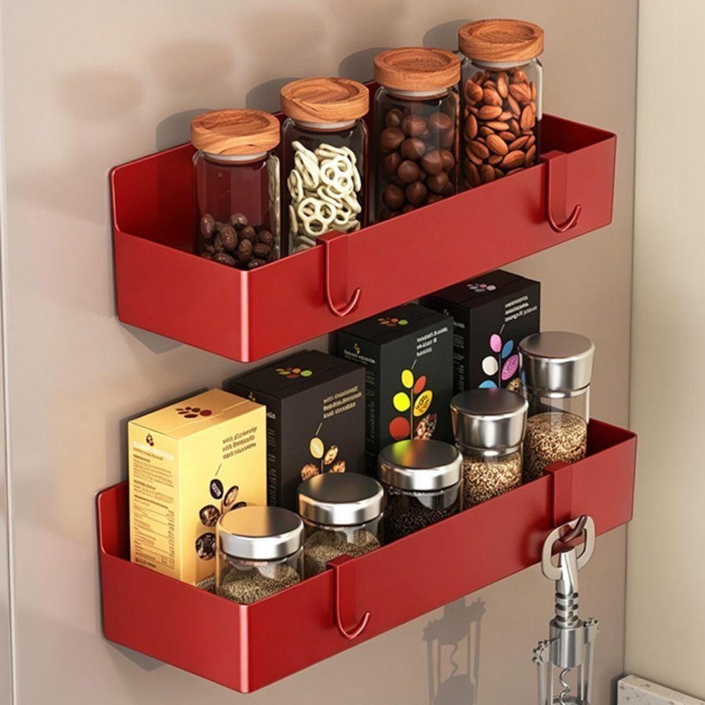 Large Capacity Magnetic Spice Rack Wall Mounted Refrigerator Side Storage Rack  Cling Film