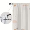 2pcs Pastel Moon Mosque & Lantern Curtains Flat Print Islamic Festival Design Sheer Light-Filtering Fabric Eid Ramadan Window