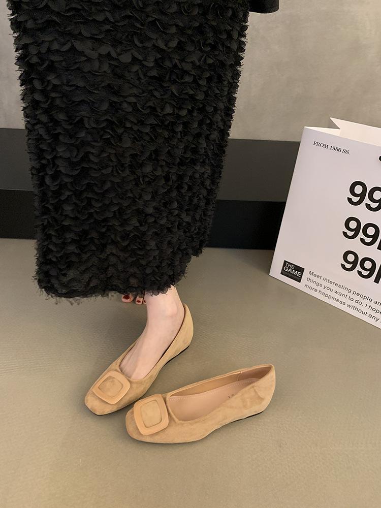 Korean version of fairy suede square buckle thick heel Mary Jane shoes 2025 new gentle with skirt commuter single shoes women