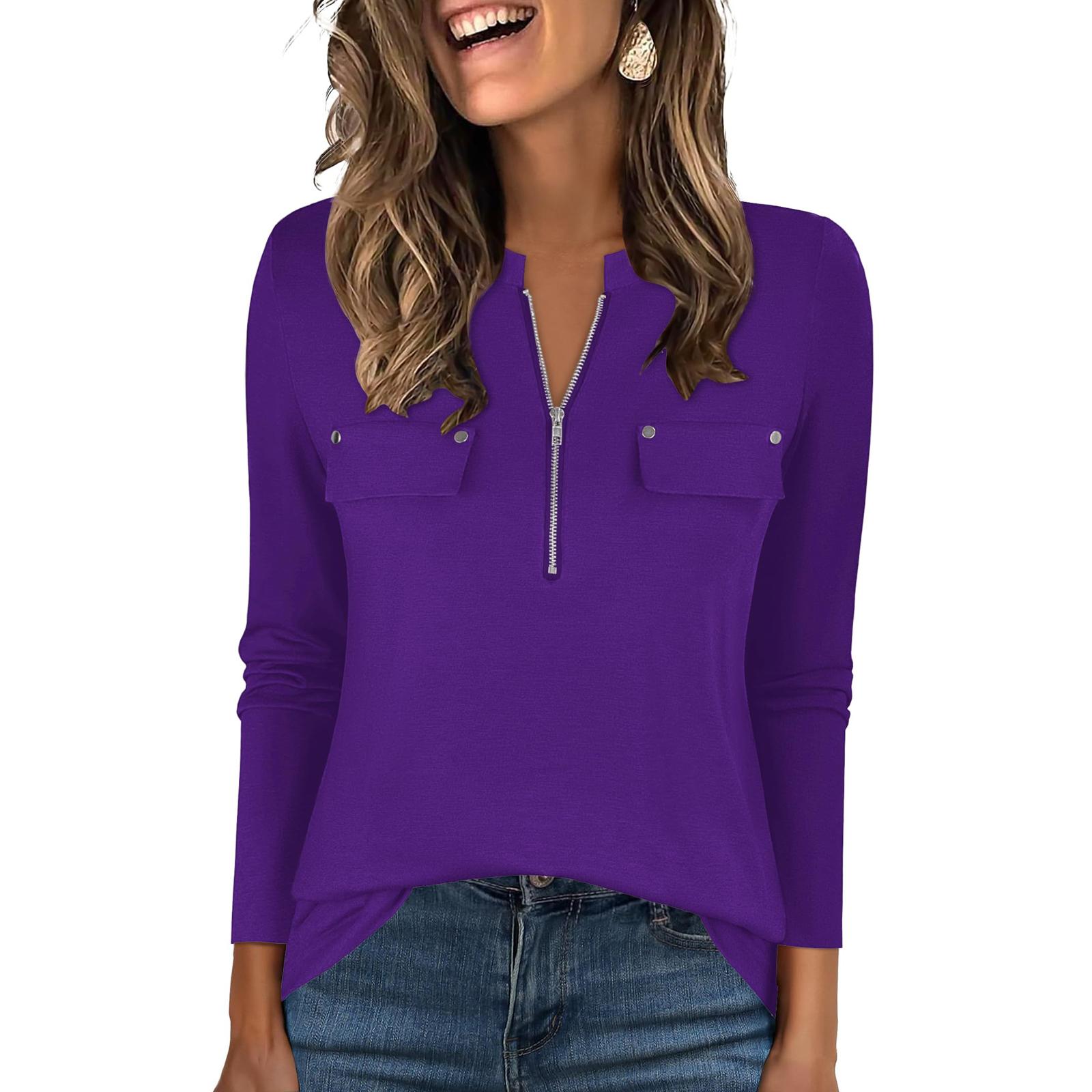 

Рубашки с длинным рукавом для женщин, футболки с принтом, блузки, повседневные базовые топы больших размеров, пуловеры S фиолетовый