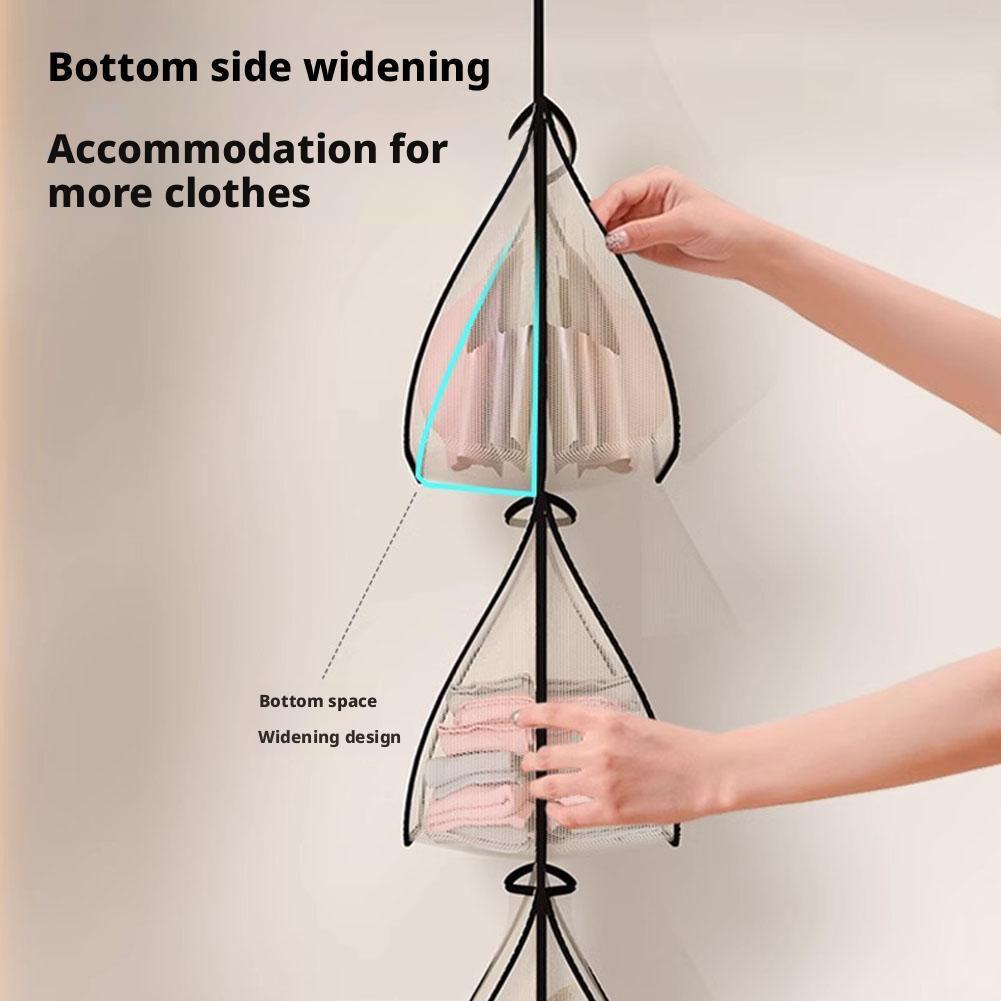 Large Capacity Underwear Hanging Storage Bag Household Socks Storage Net Multilayer Wardrobe Hanging Hook Net Bag Mesh Pocket