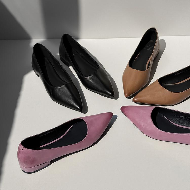 2025 spring and autumn new fashion versatile simple high heels women's French pointed temperament single shoes shallow mouth work