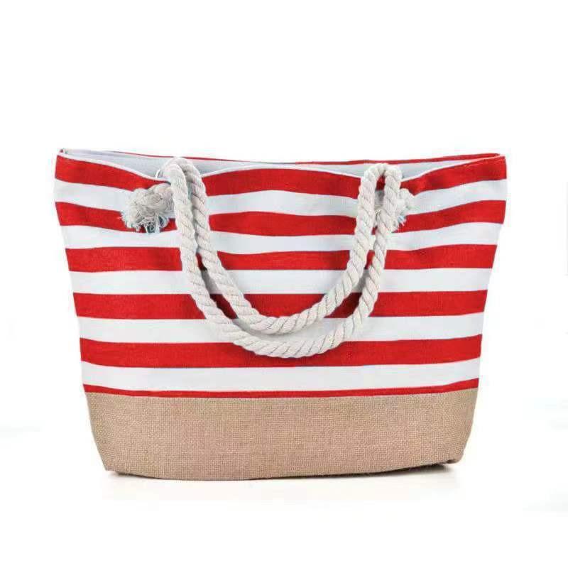 New beach bag striped, casual bag underarm bag women's shoulder bag women's canvas bag