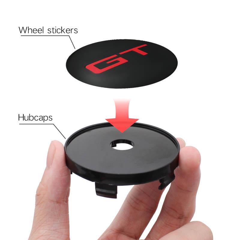 AACF1 4Pcs Car 56/60mm GT Logo Wheel Center Hub Caps Badge Sticker Styling Decal For Peugeot 206 Ford Focus Mk2 Mini Cooper Kia Optima