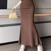 Elegant High-Waist Midi Fishtail Skirt for Women - Spring/Autumn A-line Drape Skirt