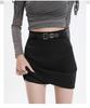 Women's Gray High-Waist Slim Fit A-Line Skirt with Built-In Shorts for Spring/Summer