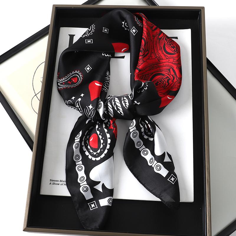 

Роскошный бренд шелковый платок квадратный шарф для женщин атласный хиджаб модные обертывания шейный платок женские резинки для волос лента повязка на голову бандана