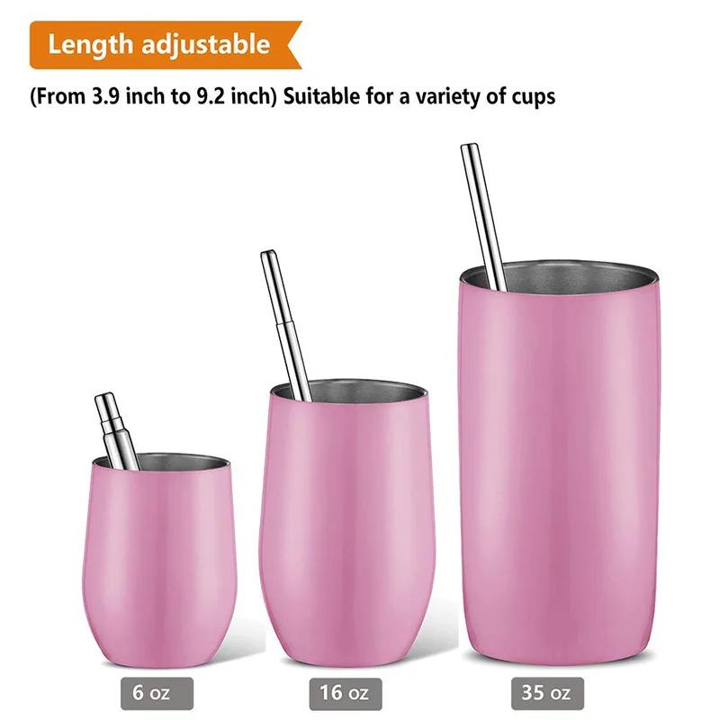 Stainless Steel Telescopic Drinking Straw, Portable Straw for Travel, Reusable Collapsible Metal Drinking Straw with Brush