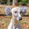 Italian Greyhound Whippet Hat with Fur Ball Pet Hat In Winter Elastic Wool Puppy Big Dog Hat