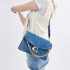 Coach Tabby 30 Removable Chain Strap Denim Shoulder Bag Large Women shoulder bag Brass Dark-Blue CAN17-B4RHO