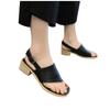 Fashion Large Size Belt Buckle Solid Color Flip Flops Thick Heel Sandals