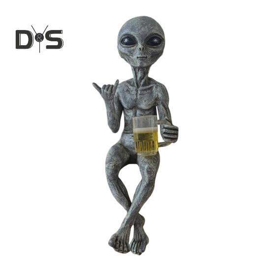 

Украшение для сада с защитой от ультрафиолета, статуя инопланетянина, расписанная вручную, забавная грубая скульптура инопланетянина, украшение для дома и двора C
