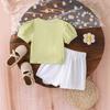 Süßes Mädchen Set Frühling/Sommer Kinder Dreidimensionale Blume Kurzarm Top + Culottes