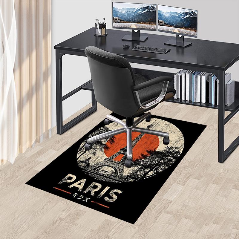 1pc Paris Eiffel Tower Home Office, Durable Polyester Floor Mat with Easy, Office Decor, Urban Style, Nonslip Backing