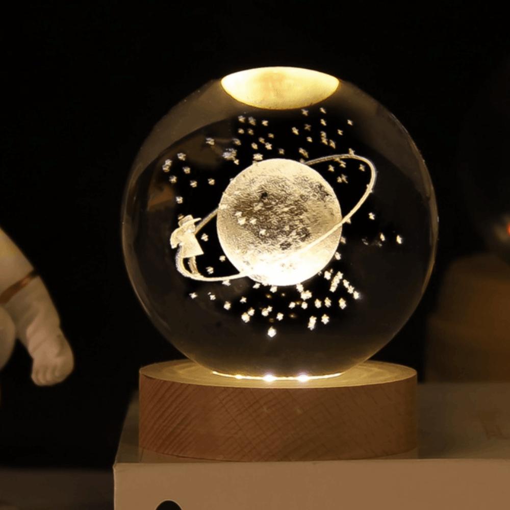 Crafts With LED Stand 3D Crystal Ball Laser Engraved 6cm Universe Gifts Unique 3D Solar System Crystal Ball Night Light