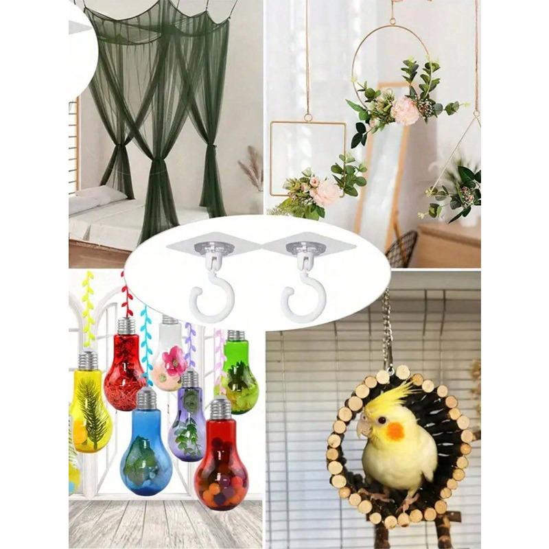 Rotatable Ceiling Adhesive Hooks - Easy Install, No Drill, Sticky Hanger For Hanging Plants, Lanterns, Wind Chimes