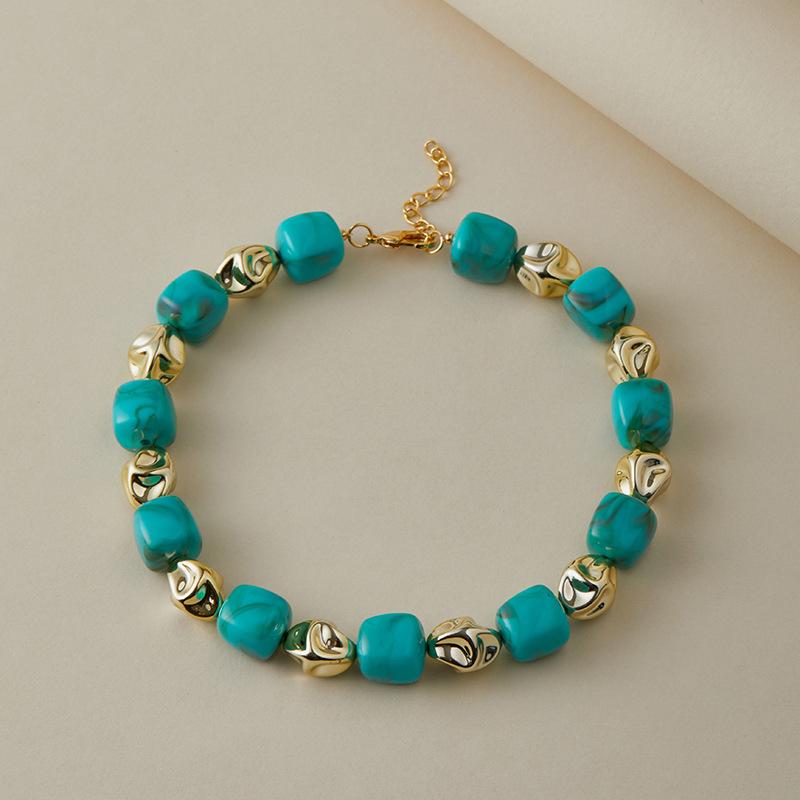 Colar Pulseira de Contas Irregulares em Acrílico para Mulheres Bangle Geométrico Bohemia Feito à Mão Acessórios de Joias para Casal