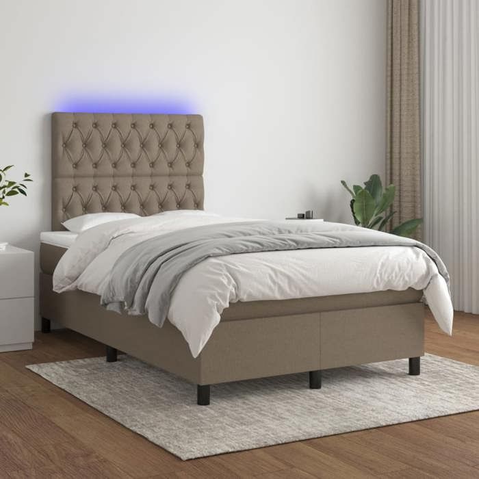 VidaXL Slatted Bed Base with Mattress and LED, Upholstered Bed, Double Bed, Adult Bed for Interior Bedroom, 3135105