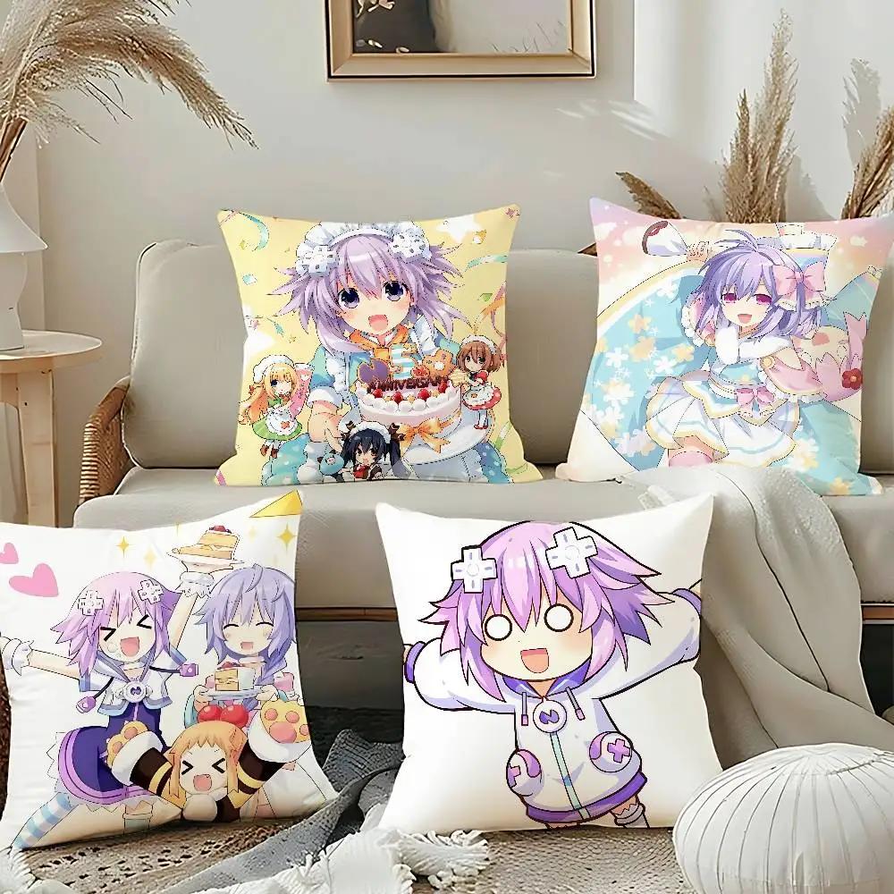 Hyperdimension N-Neptunia Pillow Case Cushion Cover Soft Cute Throw Pillow Case For Car Sofa Pillowcase Polyester With Zipper