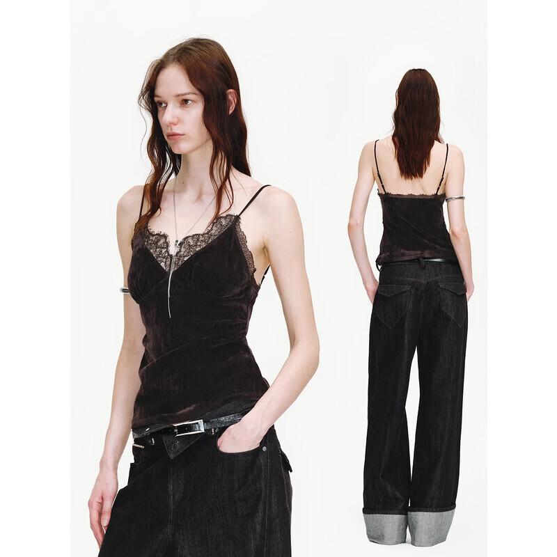 Women s French Velvet Lace Deep V Camisole M