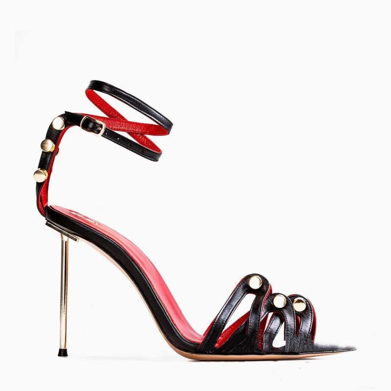 Fashion Roman Strap Slim High Heels Fashion Sandals 2024 New Women's Summer Sexy Pointed Metal Buckle Runway High Heel Sizes 35-45