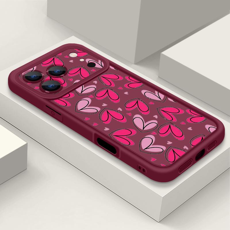 For iPhone 17 Pro Max Case Hand drawn heart-shaped pattern Shockproof Bumper Soft Silicone Cover For iPhone 16 15 14 13 Pro 12 11 16E Air