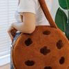 Schokoladenkeks Tragetasche Flauschiger Brauner Keks Umhängetasche Mit Reißverschluss Runde Plüsch Handtasche für Frauen Arbeit Reisen Straße Date