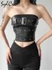 Classic Retro Matte Black Mysterious Sexy All-Match Personality Fashionable Summer Travel Cool Women Belt Chest Wrap Vest